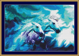 Rune ehwaz cross stitch pattern pattern size: Blue Horses Cross Stitch Pattern Avaloncrossstitch Cross Stitch Pattern Blue Horses This Cross