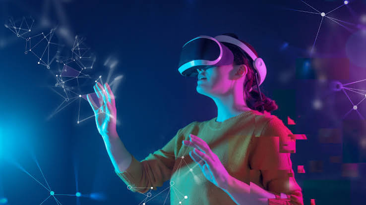 Lady wearing Augmented Reality (AR) smart glasses