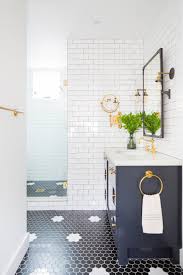 Black And White Hexagon Floor Tile Flower Project Flower Streets Reveal Bathroom Interior Design Black Bathroom Bathroom Design