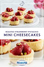 Roasted Strawberry Pistachio Mini Cheesecakes Recipe Cream Cheese Recipes Dessert Mini Cheesecakes Cream Cheese Recipes