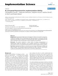 Pdf A Conceptual Framework For Implementation Fidelity