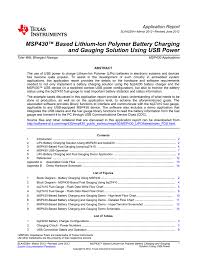 Ti Msp430 Based Lithium Ion Polymer Battery Charging And