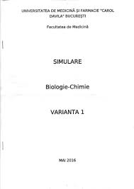 Testul contine 10 intrebari tip grila: Subiecte Simulare Admitere Umf Carol Davila 2016 LecÈ›ia De Biologie