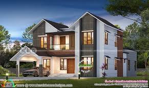 2777 Square Feet 4 Bedroom Sloped Roof Contemporary Home Kerala House Design House Architecture Design Modern Villa Design