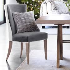 An upholstered seat cushion in a durable polyester called studio gray. Trevor Dining Side Chair Two Tone Signature Velvet Dining Chair Williams Sonoma
