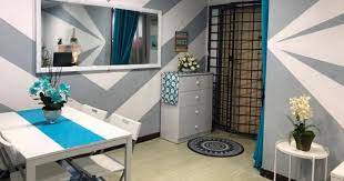 Anda bisa membuat hiasan dinding seperti ini mulai dari rp 400.000 hingga rp 700.000. Gambar Hanya Guna Cat Hasilkan Corak Geometri Di Dinding Hasilnya Rumah Flat Pkns Ini Sangat Ohsem Impiana
