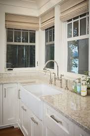 Durable White Granite Countertop With Farmhouse Sink Granite Countertops Kitchen Kitchen Remodel Countertops Interior Design Kitchen