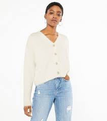 * xs fits for us 0/2, uk 6, eu34&nbsp; Off White Fluffy Knit Gem Button Boxy Cardigan New Look