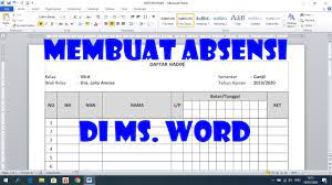 Cara membuat format daftar hadir, cara membuat daftar hadir di word, tutorial word bahasa indonesia, www.ontakontak.com. Cara Membuat Absensi Atau Daftar Hadir Di Word Youtube