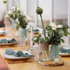 Dekoration In Mint Hochzeit Geburtstagsfeier Taufe Mit Mohnkapseln Disteln Holzsc Hochzeit Tischdekorartion Mintfarbene Hochzeit Vintage Dekorationen