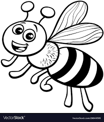 Black And White Cartoon Illustration Of Funny Honey Bee Insect Animal Character Coloring Book Download A F Bee Cartoon Images Honey Bee Cartoon Coloring Books