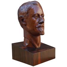 Beautiful Hand Carved Art Deco Era Sculpture of Artist and Designer Chris  De Moor For Sale at 1stDibs