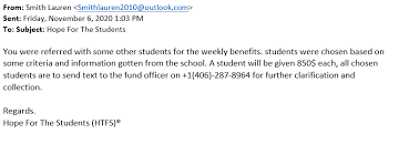 University student outlook email signature. Phishing Email Example Hope For The Students University It