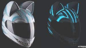 Cat Ear Motorcycle Helmet Glows In The Dark Custom Bikes Motorcycle Helmets Custom Motorcycle Parts