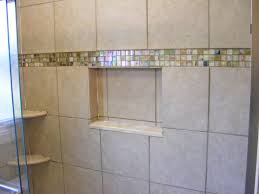 Glass Tile Accent Line In Shower Shower Tile Small Tile Shower Beige Bathroom