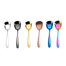 Medium 304 Stainless Steel Spoon Glossy Thickened Flat Head Flat Bottom  Serving Spoon, Color: Stainless Steel Color
