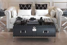 Safety hinges prevent the lid from slamming shut. Black Trunk Coffee Table With Studs Chest Coffee Table Coffee Table Trunk Coffee Table