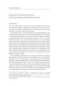 Pdf Romanian Postmodern Parody And The Deconstruction Of The Literary Canon S
