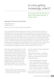 Pdf Is Crime Getting Increasingly Violent An Assessment Of The Role Of Bank Associated Robbery In South Africa