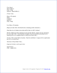 Free Letter Of Resignation Template Resignation Letter Sample Resignation Letter Resignation Letters
