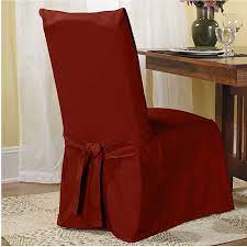 The dining chair covers with ties are available in various colors to help match the area's current decor. Cotton Duck Long Dining Chair Slipcover One Piece 100 Cotton Machine Washable Walmart Com Walmart Com
