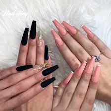 Simple Black And Clear Nails Gel X Baby Gel X Long Coffin Matte Black Clear Nails Encapsulated With Long Square Acrylic Nails Gold Acrylic Nails Clear Glitter Nails