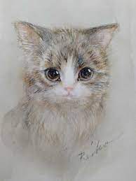 ヤフオク! - 猫のイラスト 水彩画 手描きイラスト B6サイズ