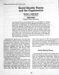Social Identity Theory [Academy of Management Review, 1989]