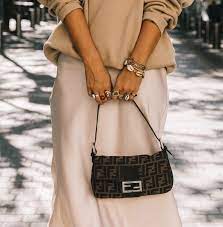 Fendi vintage pequin white/whiskey stripe canvas/ leather small crossbody bag. Fendi Baguette Fall Handbags Fendi Bags Fall Handbag Trends