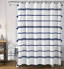 Uphome fabric shower curtain, grey water/teardrop cloth shower curtain quick drying, vintage geometric striped shower curtains for bathroom shower bathtubs extra long, 72 x 78. Amazon Com Yokii Extra Long Boho Shower Curtain 78 Inch Blue And White Nautical Striped Bathroom Shower Curtains Fabric Shower Curtains Blue Shower Curtains