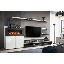 Meuble tele chene meuble tele laque blanc meuble tv bas et long meuble de tv en bois meuble television pas cher meuble tv couleur meuble a tele banc tv noir laqué meuble tv avec. Ensemble Meubles De Salon Comina Composition Murale Avec Une Cheminee Bio Ethanol Blanc