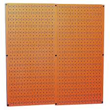 Wall Control 32 In X 32 In Overall Size Orange Metal Pegboard Pack With Two 32 In X 16 In Pegboards 30p3232or The Home Depot Metal Pegboard Steel Pegboard Tool Pegboard