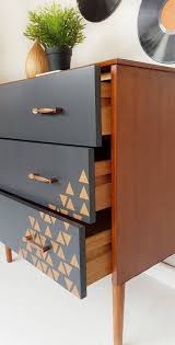 Retro Furniture Upcycled Painted Retro Chest Of Drawers Mid Century Modern Dresser Vintage Drawers In Grey Mcm Chest Of Drawers Upcycled Retro Furniture Retro Furniture Retro Dresser Refinishing Furniture