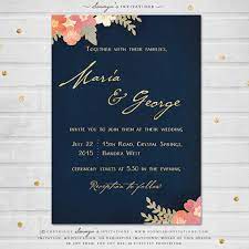 Navy Blue And Gold Wedding Invitation Navy Blush Pink Coral Peach Wedding Invitati Navy Wedding Invitations Peach Wedding Invitations Gold Wedding Invitations