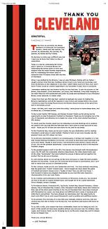 Joe Thomas S Thank You Letter To Cleveland In The Cleveland Plain Dealer March 16 2018 Cleveland Browns History Joe Thomas Cleveland