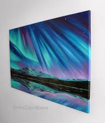 Black Friday Sale Northern Lights Kunst Island Malerei Auf Etsy Northern Lights Art Northern Lights Painting Galaxy Painting