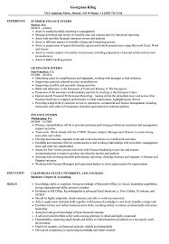 Their duties include supporting accounting teams with various accounting projects and tasks as they gain. Finance Intern Resume Samples Velvet Jobs