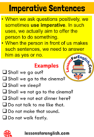 Below, you'll find some imperative sentence examples and learn about their function. Imperative Sentences Definition And 8 Example Sentences Lessons For English