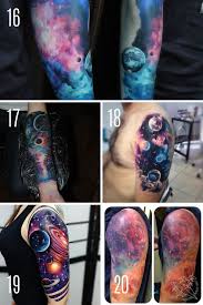 The artists use a few splashes of color in a spiral pattern to give it depth. 63 Galaxy Tattoo Ideas That Sparkle Tattooglee