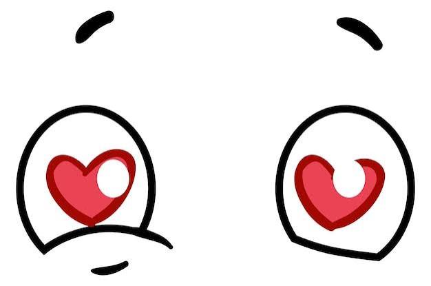 Heart eyes icon comic love expression in retro style | Premium Vector