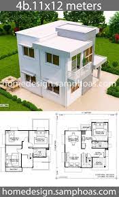 House Design Plans 11x12m With 4 Bedrooms Home Ideassearch Architectural House Plans Bungalow House Design Duplex House Design