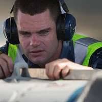 Peter Vandamme, Senior Technician (Avionics), adjusts