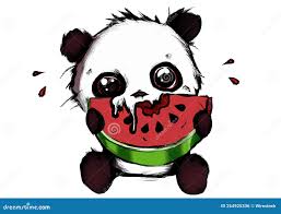 Panda Zombie Eating Watermelon Slice Chibi Manga Stock Illustration -  Illustration of food, drawing: 254925336