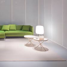 Brown medium round wood coffee table with lift top. Contemporary Side Table Flip Paola Lenti Lacquered Wood Wood Veneer Round