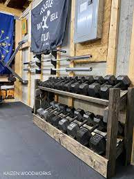 Diy Dumbbell Rack Made From Wood Easy To Follow Step By Step Directions Kaizen Diy Gym Diy Home Gym Home Gym Garage Gym Room At Home