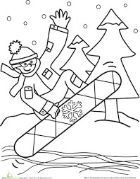 Snowboarder Worksheet Education Com Kindergarten Coloring Pages Coloring Pages Winter Kindergarten