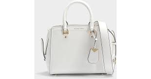 Maybe you would like to learn more about one of these? Sac A Main Benning Medium En Cuir De Veau Blanc Michael Michael Kors En Coloris Blanc Lyst