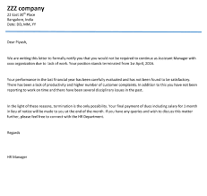Employment termination letter samples & templates. Termination Letter Format Employee Termination Letter Naukri Com