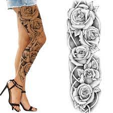 A black rose tattoo also symbolizes rebirth, reincarnation, and rejuvenation, strength and courage, revenge, devotion, and tragic or unfulfilled love. Amazon Com 2 X Black Rose Flower Temporary Tattoos For Women Girls Flower Big And Small Roses Adults Kids Temp Tattoo On Transfer Paper Black Rose Body Art Sticker Beauty