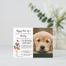 Puppy Pawty Pet Photo Dog Birthday Party Invitation Postcard